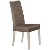 Sonia Dining Chair in Brown Eco Leather & Pearl Metallic Lacquer